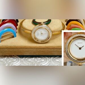 Coming Soon~Near Mint~Gucci (13)Bezel Watch W/Diamond Cut Bezel~Box/ Paper